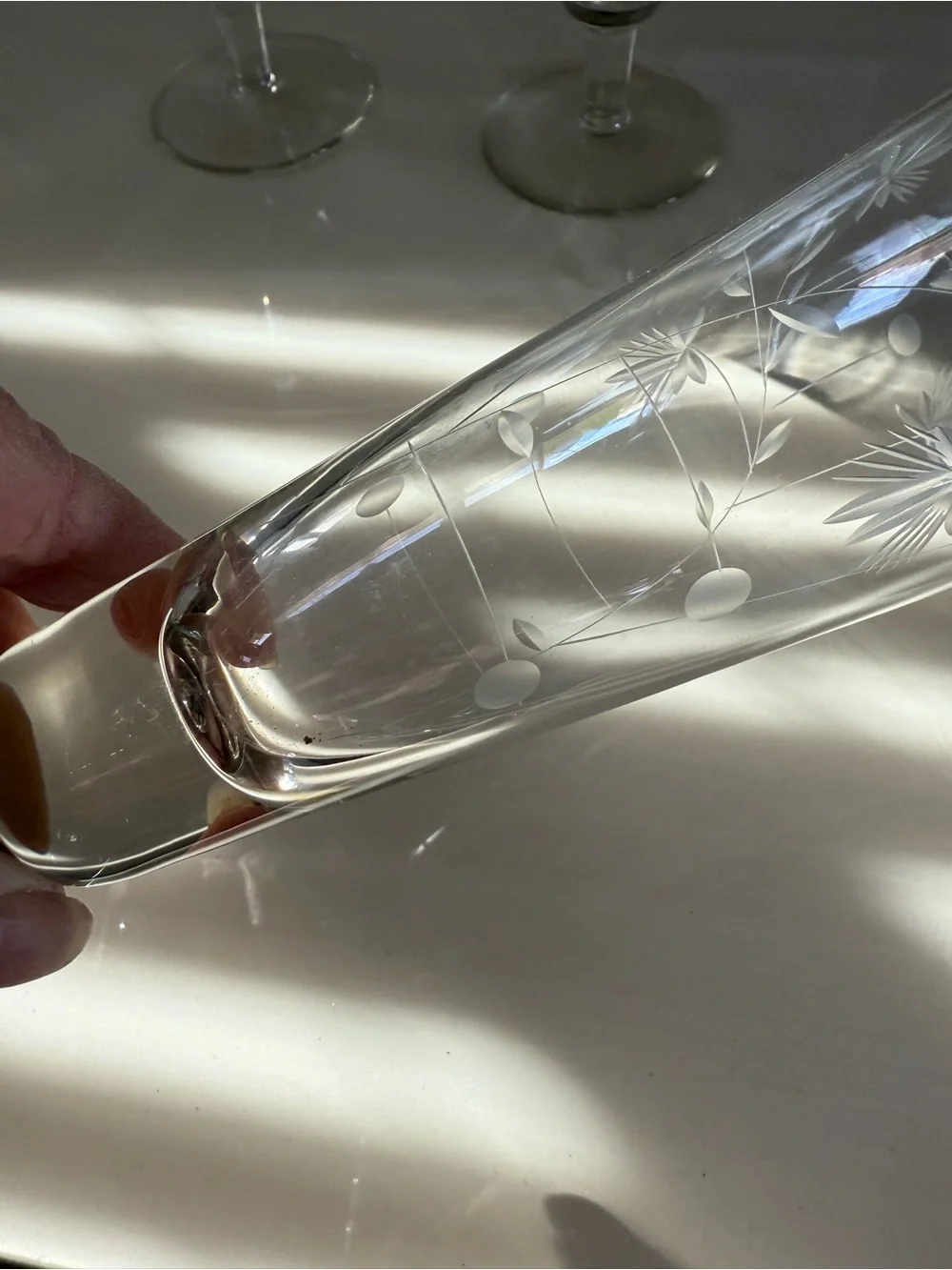 Vintage Clear Etched pilsners Champagne 1960’s set of 3 excellent condition